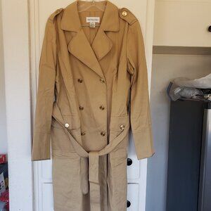 Bloomingdales Jacket Tan trench coat with Gold Buttons Size 16